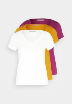 Anna Field 3 Pack- T-Shirt Basic - Dark Yellow/Purple/White -Anna Mode Markt 23df2abe76ef48529413e69d385446ee