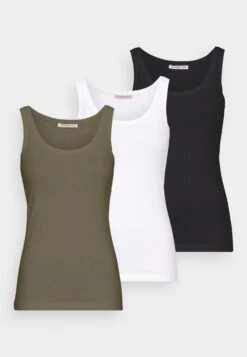 Anna Field Basic Tank 3Er Pack - Top - Black/White /Khaki -Anna Mode Markt 4289b0b1f8034059a3de71ba922c276a